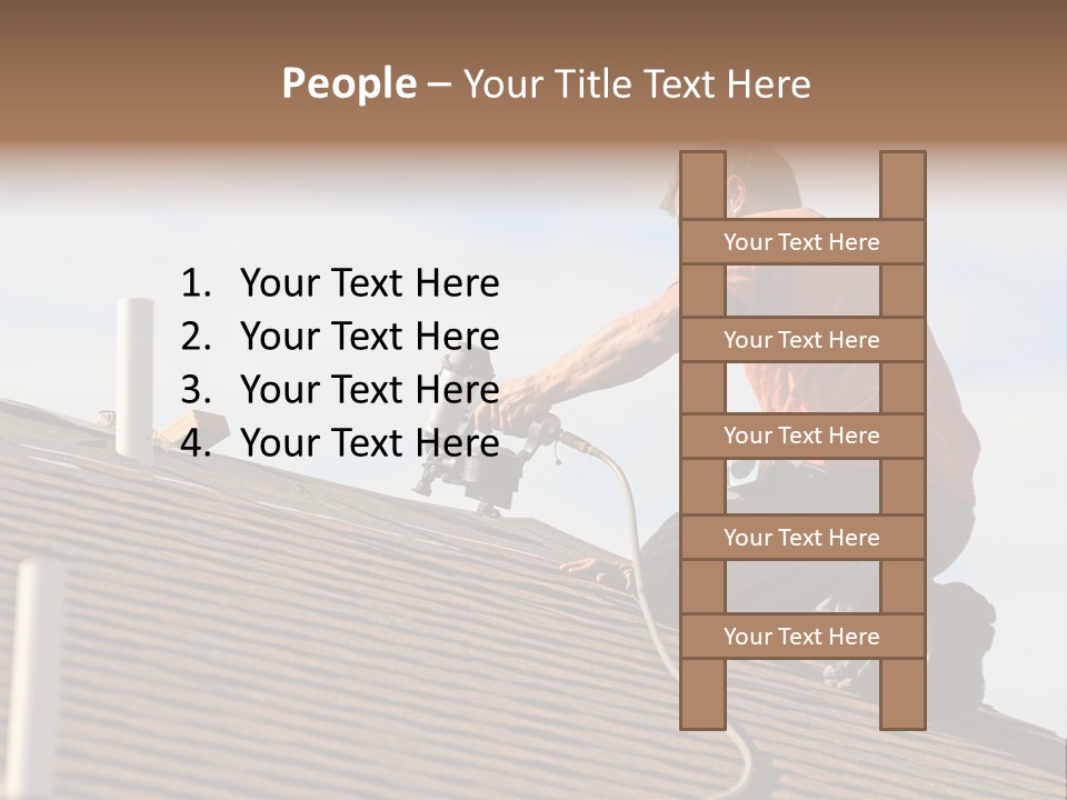 A Man Working On A Roof With A Power Drill PowerPoint Template