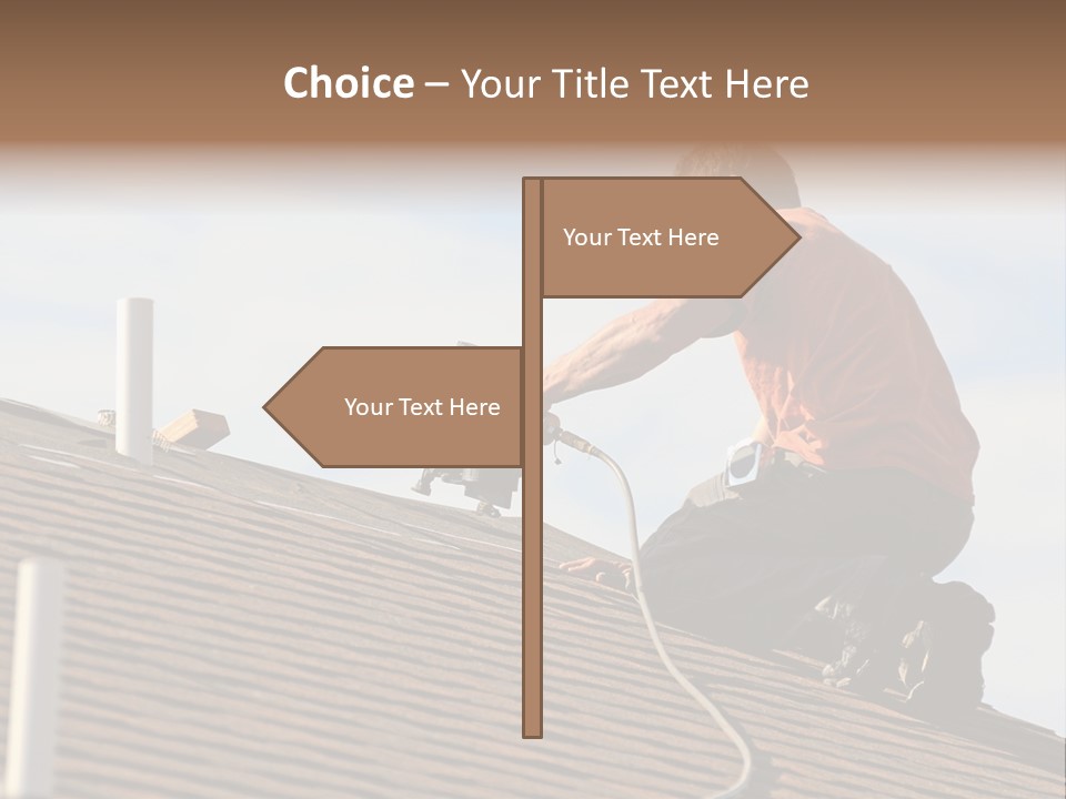 A Man Working On A Roof With A Power Drill PowerPoint Template