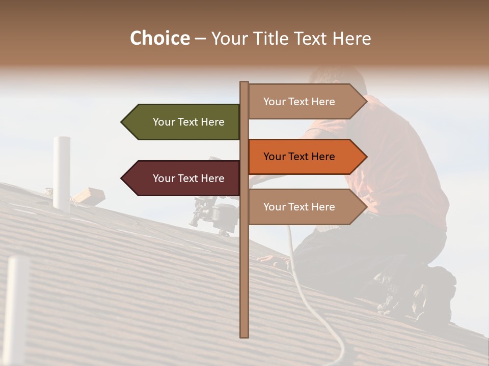 A Man Working On A Roof With A Power Drill PowerPoint Template