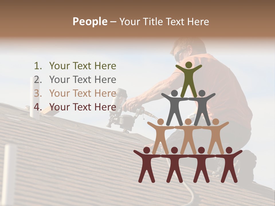 A Man Working On A Roof With A Power Drill PowerPoint Template