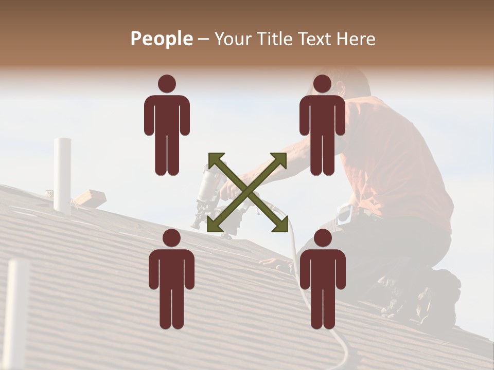 A Man Working On A Roof With A Power Drill PowerPoint Template