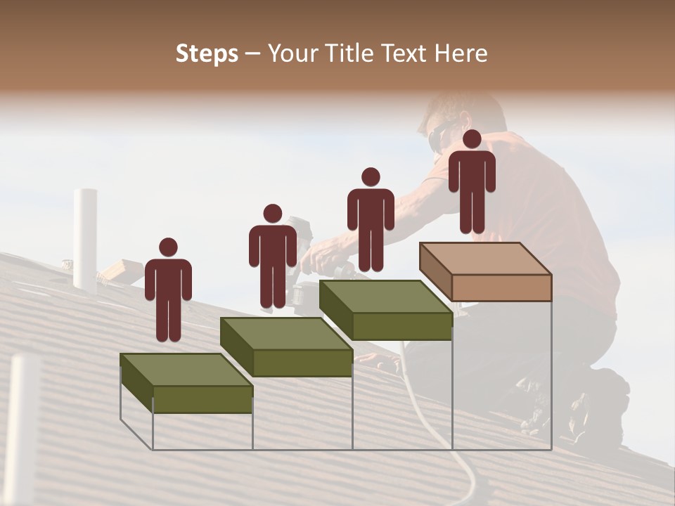 A Man Working On A Roof With A Power Drill PowerPoint Template