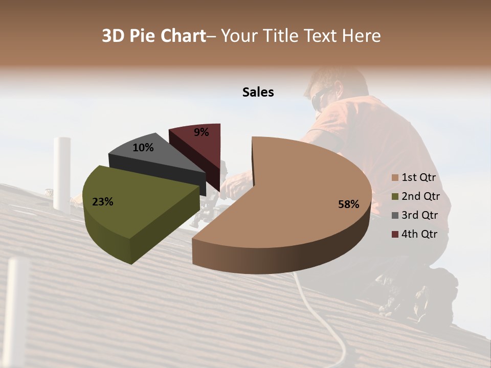 A Man Working On A Roof With A Power Drill PowerPoint Template