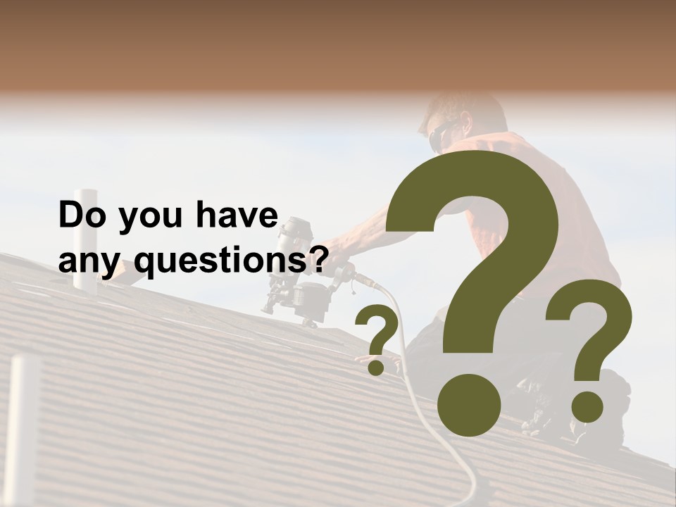 A Man Working On A Roof With A Power Drill PowerPoint Template