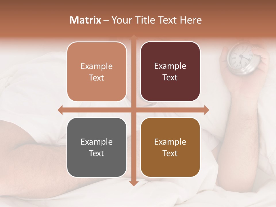 A Man Sleeping In Bed With A Clock In His Hand PowerPoint Template