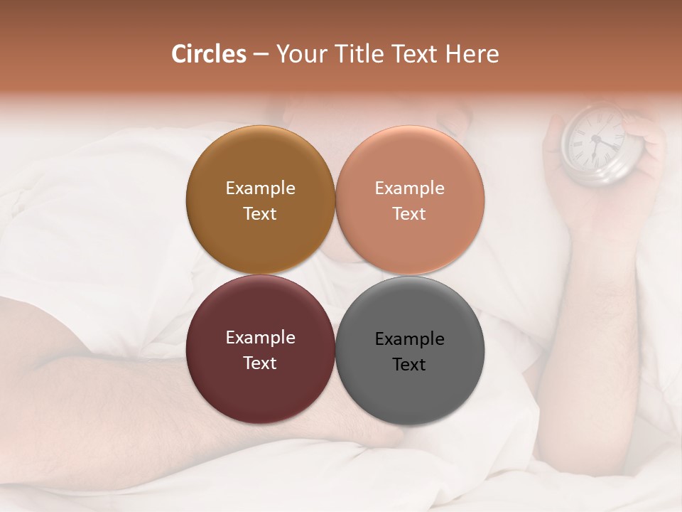 A Man Sleeping In Bed With A Clock In His Hand PowerPoint Template