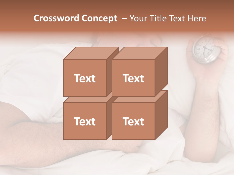 A Man Sleeping In Bed With A Clock In His Hand PowerPoint Template