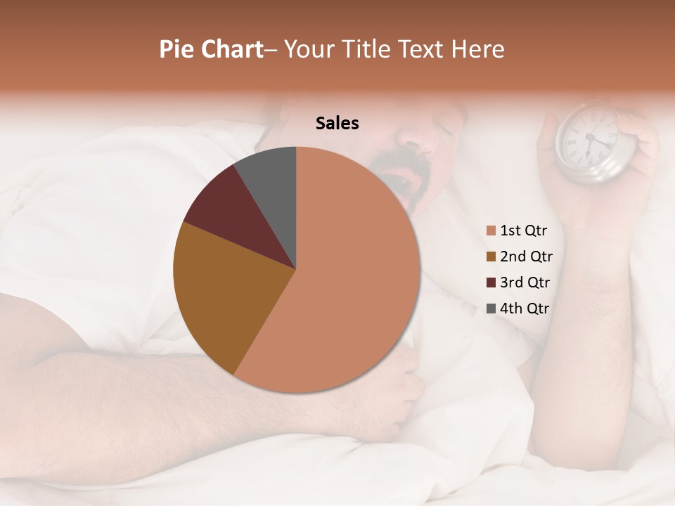 A Man Sleeping In Bed With A Clock In His Hand PowerPoint Template