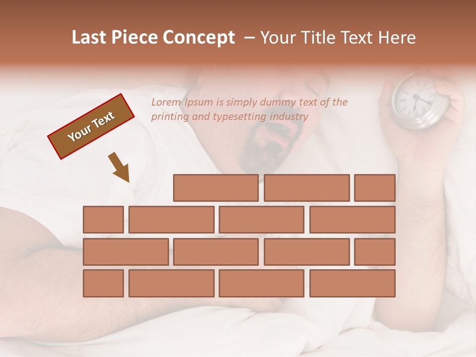 A Man Sleeping In Bed With A Clock In His Hand PowerPoint Template