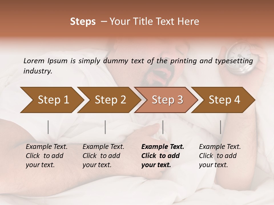 A Man Sleeping In Bed With A Clock In His Hand PowerPoint Template