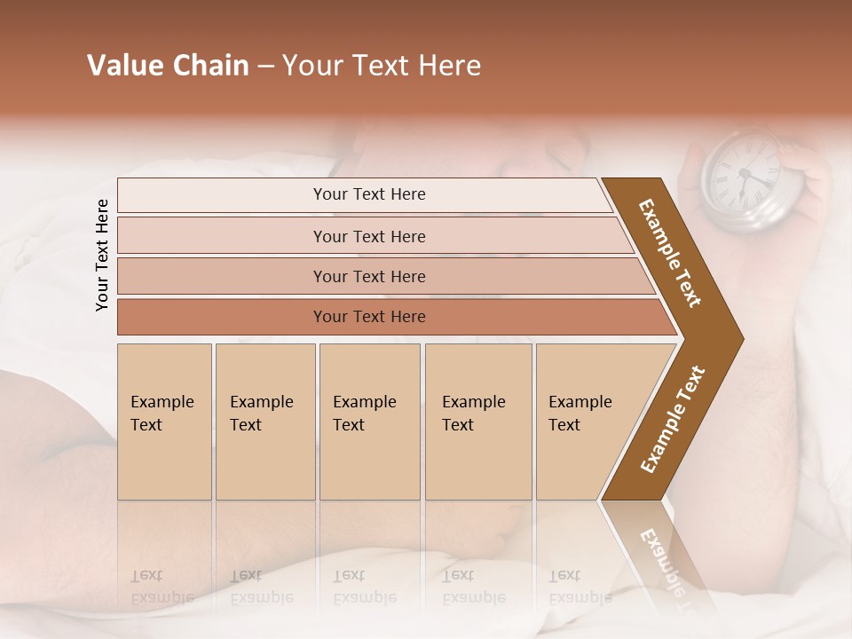 A Man Sleeping In Bed With A Clock In His Hand PowerPoint Template