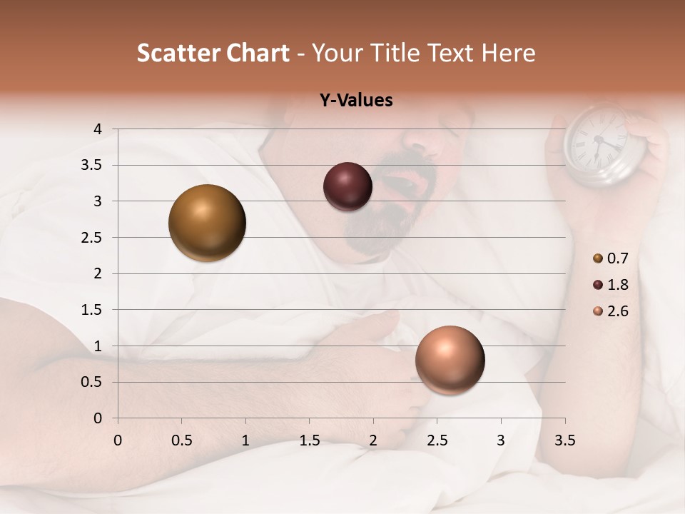 A Man Sleeping In Bed With A Clock In His Hand PowerPoint Template