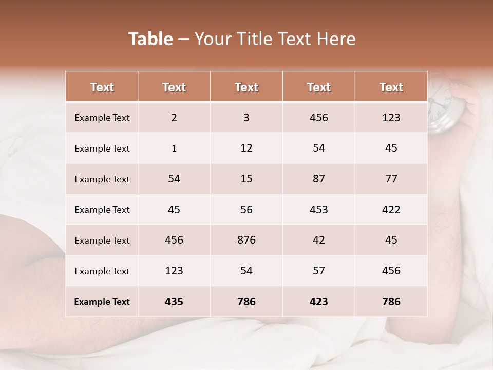 A Man Sleeping In Bed With A Clock In His Hand PowerPoint Template