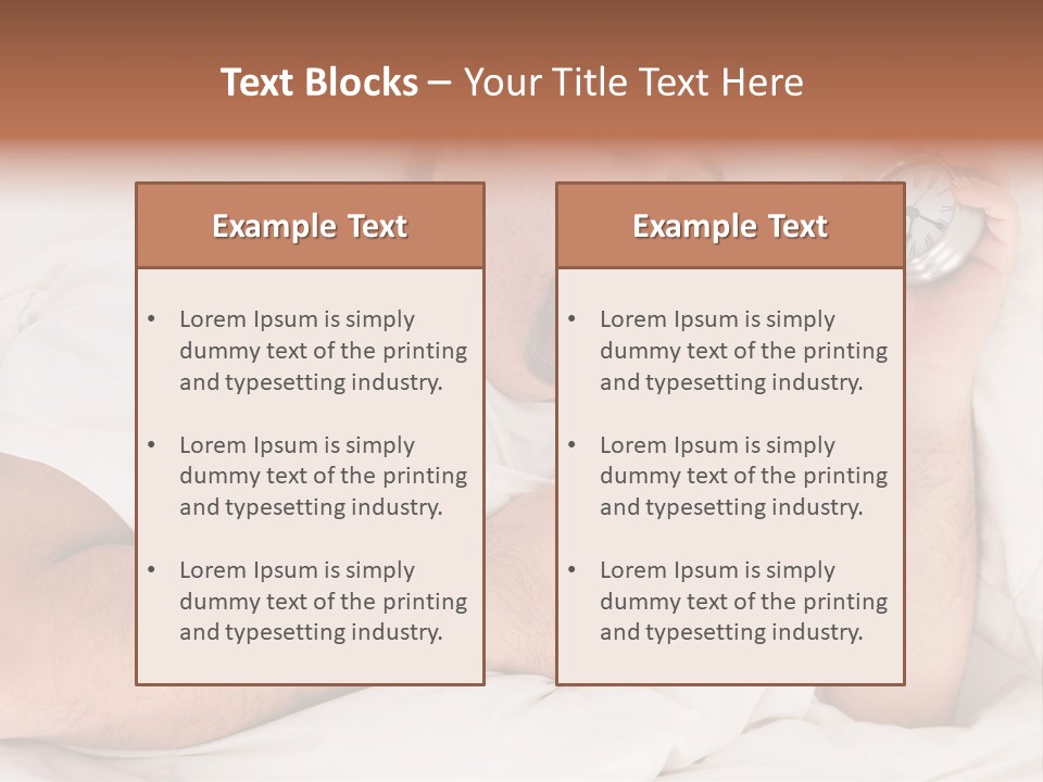 A Man Sleeping In Bed With A Clock In His Hand PowerPoint Template