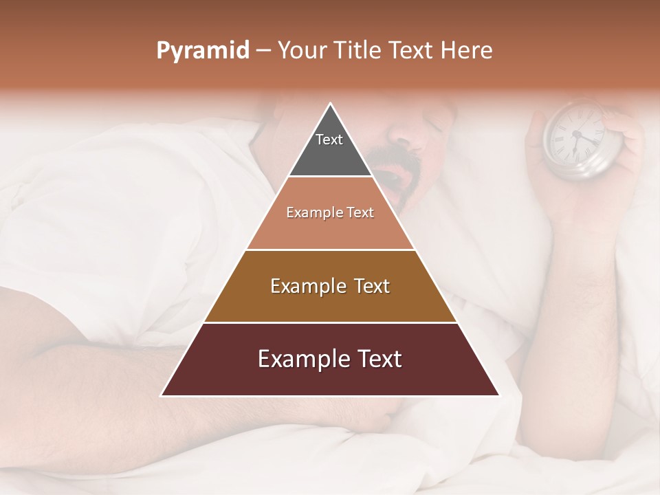 A Man Sleeping In Bed With A Clock In His Hand PowerPoint Template