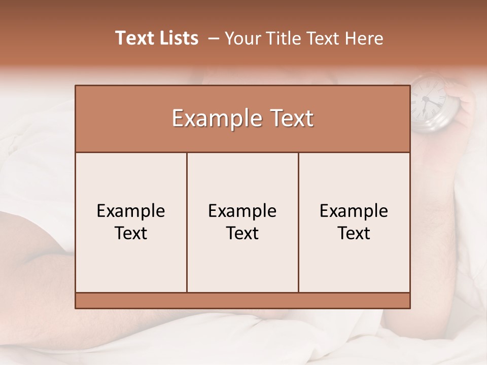 A Man Sleeping In Bed With A Clock In His Hand PowerPoint Template