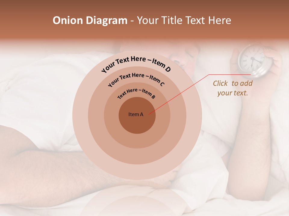 A Man Sleeping In Bed With A Clock In His Hand PowerPoint Template