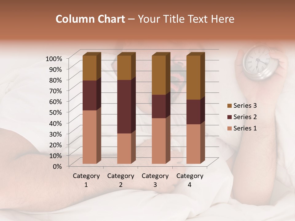 A Man Sleeping In Bed With A Clock In His Hand PowerPoint Template