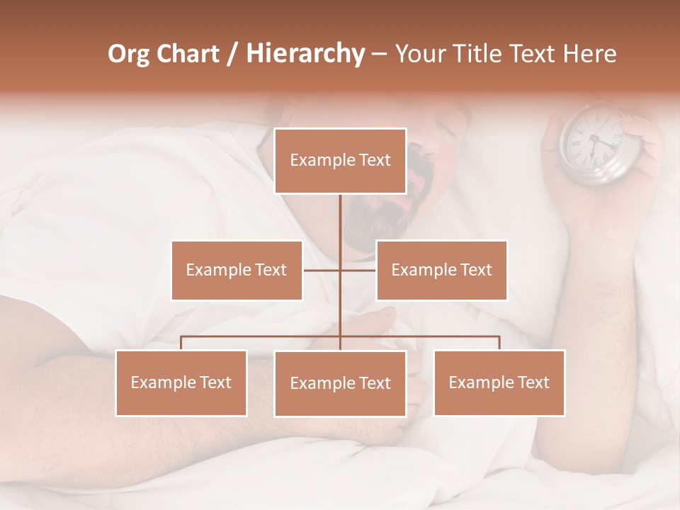 A Man Sleeping In Bed With A Clock In His Hand PowerPoint Template