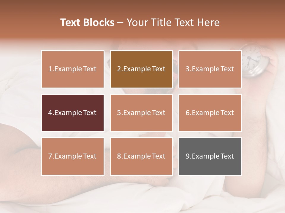 A Man Sleeping In Bed With A Clock In His Hand PowerPoint Template
