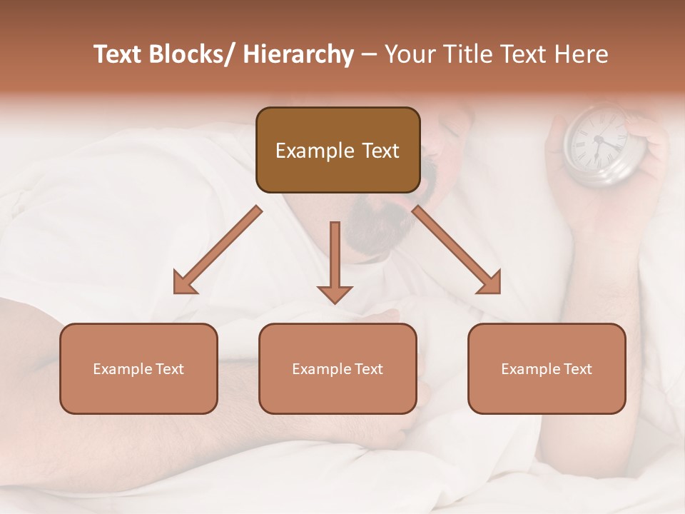 A Man Sleeping In Bed With A Clock In His Hand PowerPoint Template