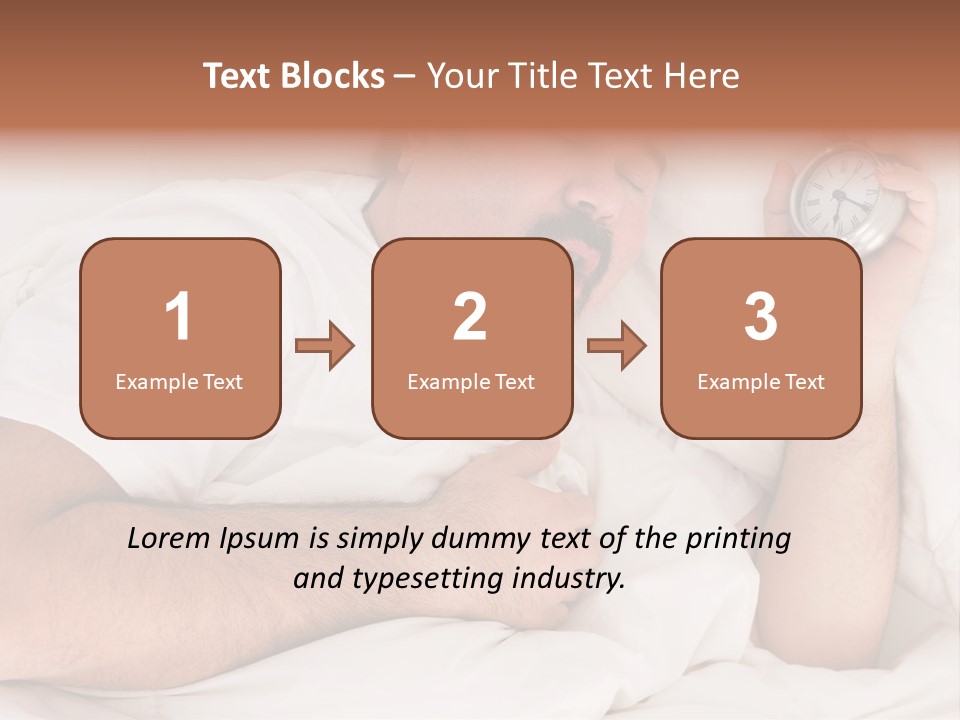 A Man Sleeping In Bed With A Clock In His Hand PowerPoint Template