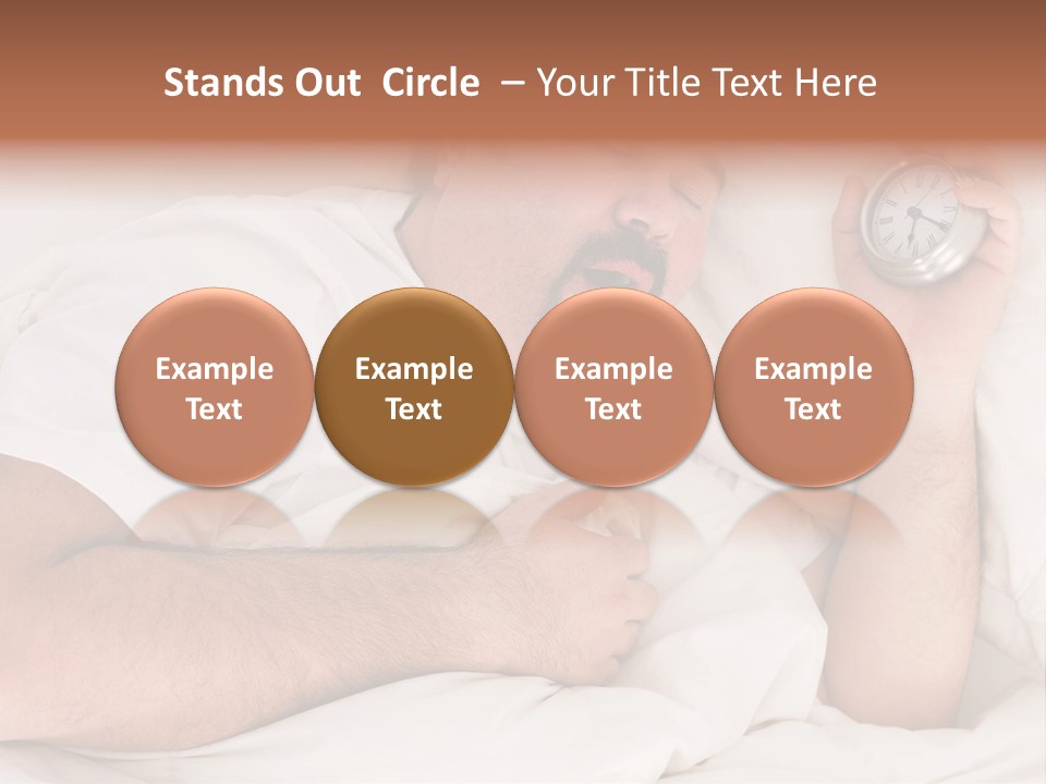 A Man Sleeping In Bed With A Clock In His Hand PowerPoint Template