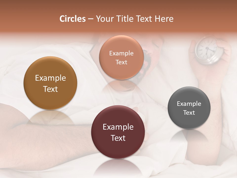 A Man Sleeping In Bed With A Clock In His Hand PowerPoint Template