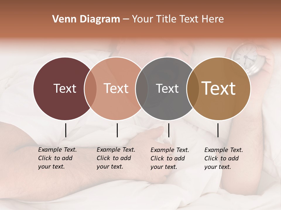 A Man Sleeping In Bed With A Clock In His Hand PowerPoint Template