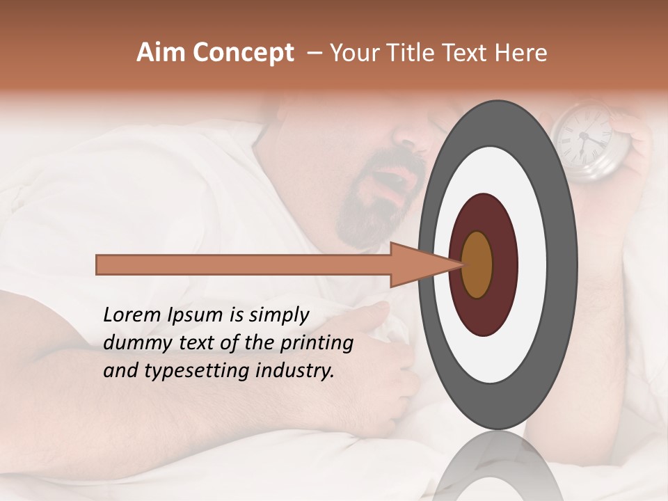 A Man Sleeping In Bed With A Clock In His Hand PowerPoint Template