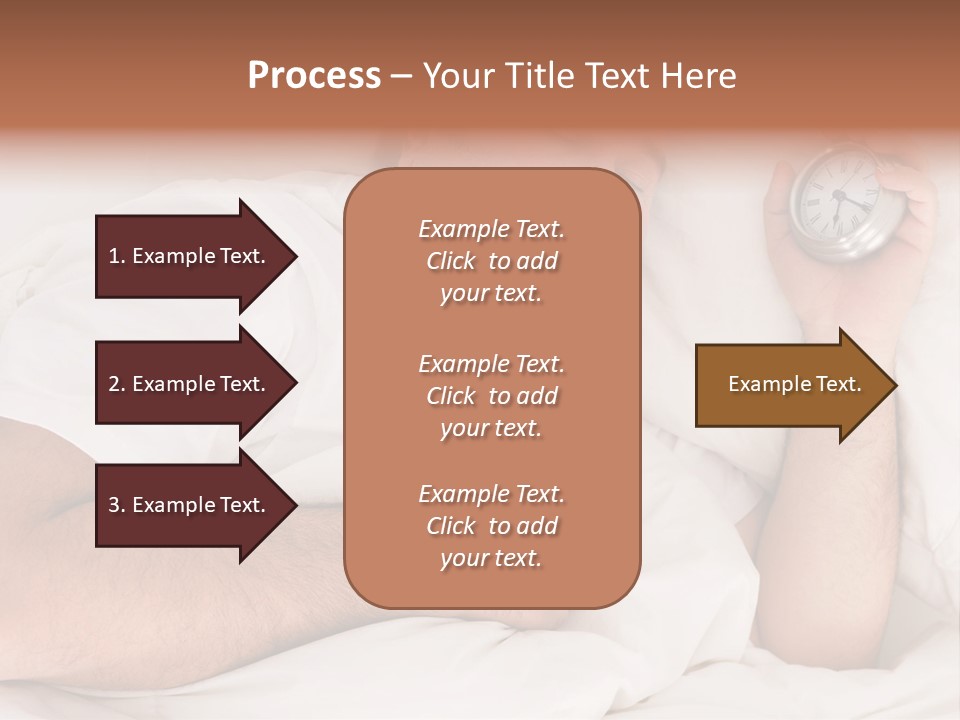 A Man Sleeping In Bed With A Clock In His Hand PowerPoint Template