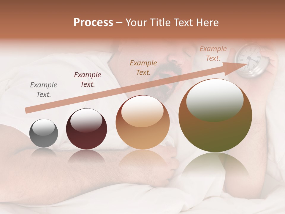 A Man Sleeping In Bed With A Clock In His Hand PowerPoint Template