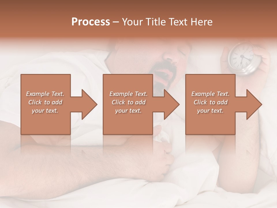 A Man Sleeping In Bed With A Clock In His Hand PowerPoint Template