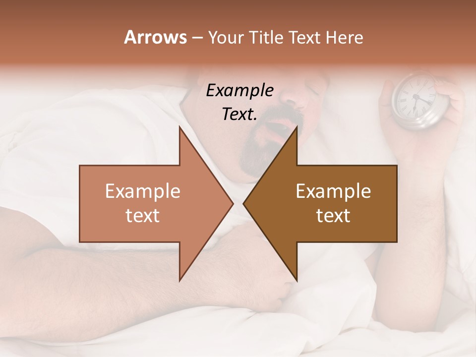 A Man Sleeping In Bed With A Clock In His Hand PowerPoint Template