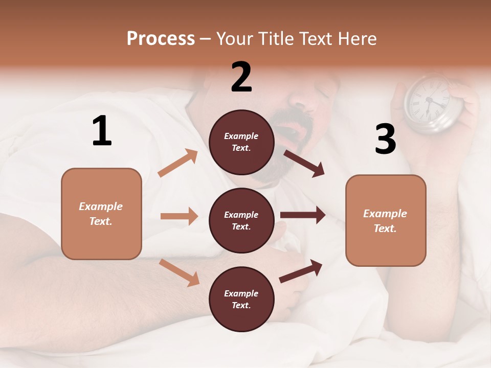 A Man Sleeping In Bed With A Clock In His Hand PowerPoint Template