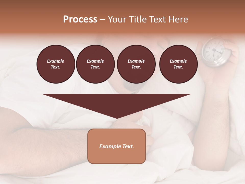 A Man Sleeping In Bed With A Clock In His Hand PowerPoint Template