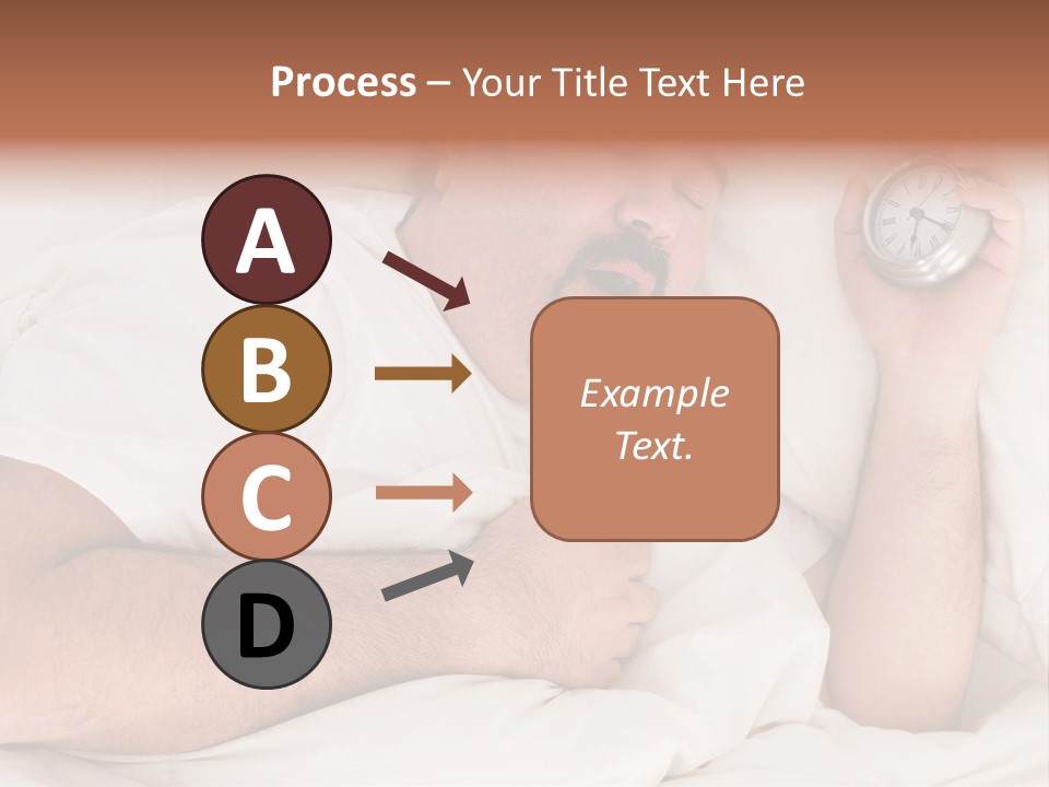 A Man Sleeping In Bed With A Clock In His Hand PowerPoint Template