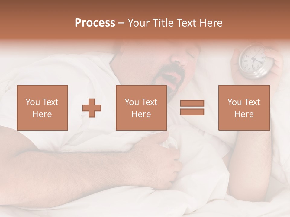 A Man Sleeping In Bed With A Clock In His Hand PowerPoint Template