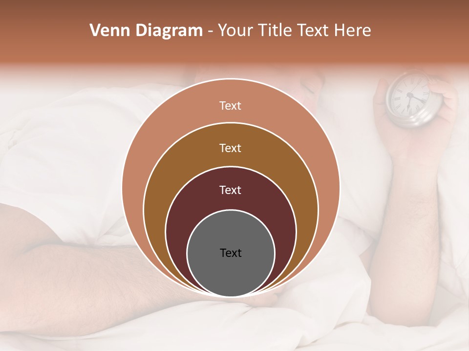 A Man Sleeping In Bed With A Clock In His Hand PowerPoint Template