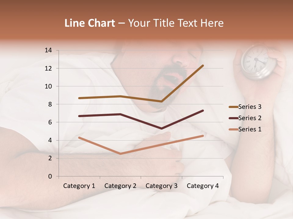 A Man Sleeping In Bed With A Clock In His Hand PowerPoint Template