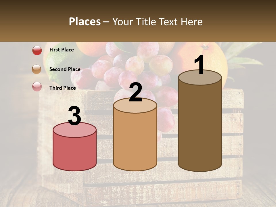 A Wooden Crate Filled With Fruit On Top Of A Wooden Table PowerPoint Template