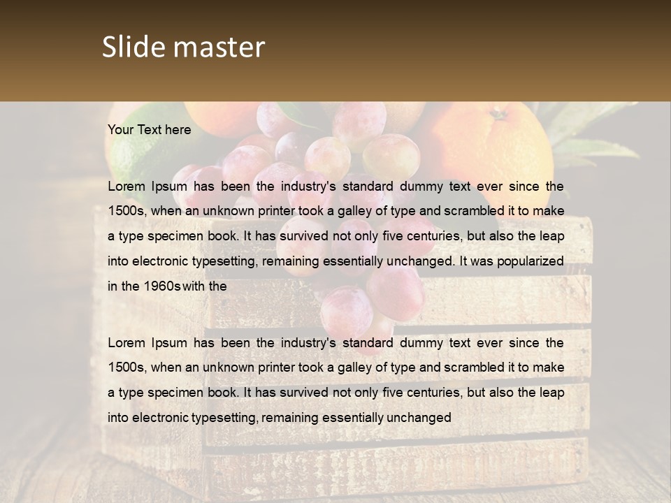A Wooden Crate Filled With Fruit On Top Of A Wooden Table PowerPoint Template