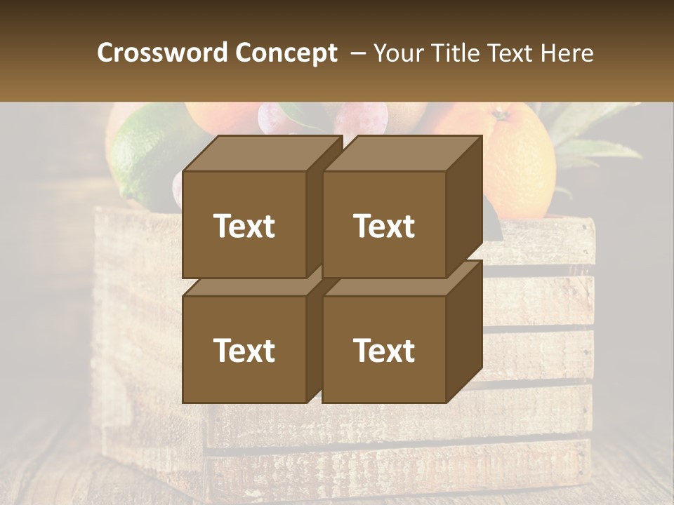 A Wooden Crate Filled With Fruit On Top Of A Wooden Table PowerPoint Template