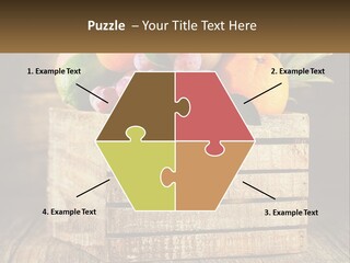 A Wooden Crate Filled With Fruit On Top Of A Wooden Table PowerPoint Template