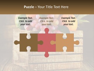 A Wooden Crate Filled With Fruit On Top Of A Wooden Table PowerPoint Template