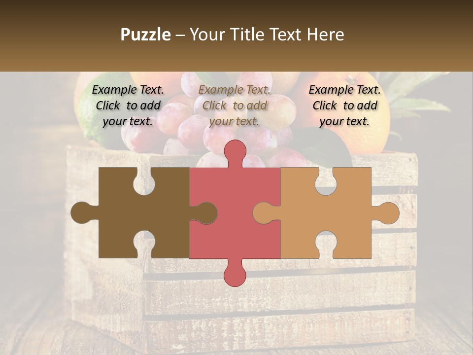 A Wooden Crate Filled With Fruit On Top Of A Wooden Table PowerPoint Template