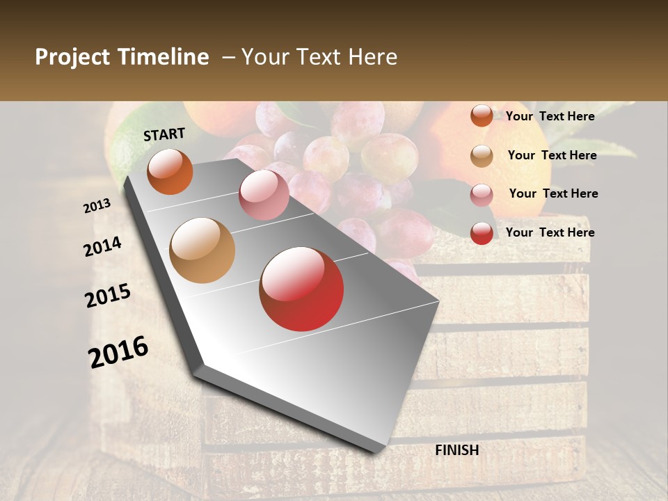 A Wooden Crate Filled With Fruit On Top Of A Wooden Table PowerPoint Template