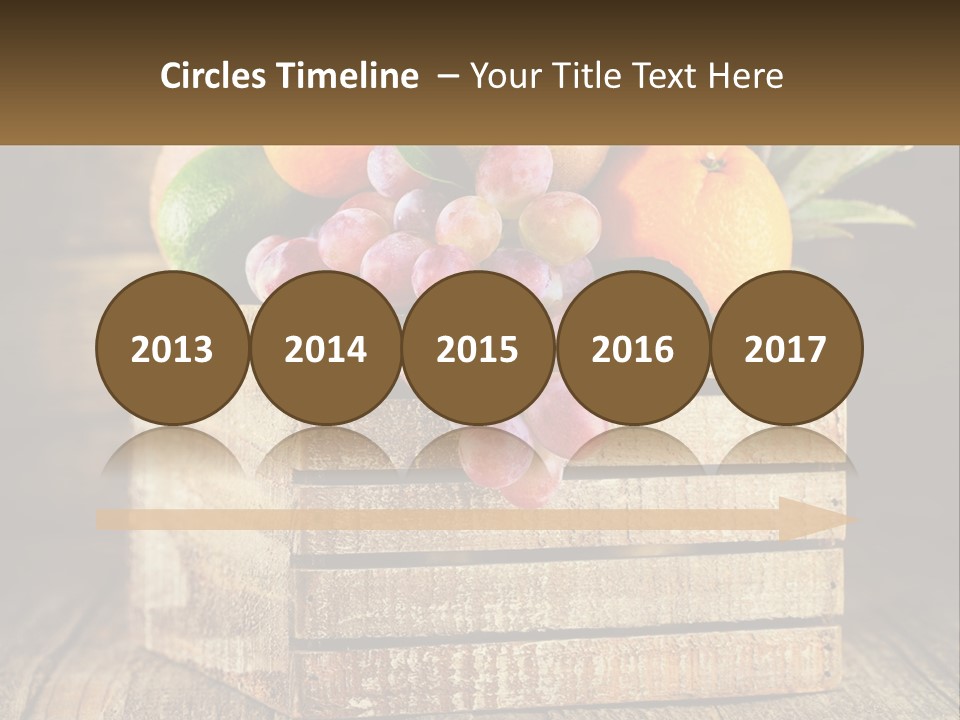 A Wooden Crate Filled With Fruit On Top Of A Wooden Table PowerPoint Template