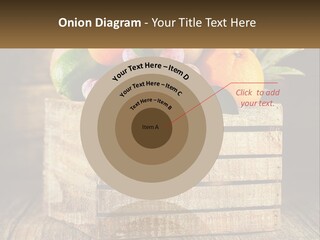 A Wooden Crate Filled With Fruit On Top Of A Wooden Table PowerPoint Template