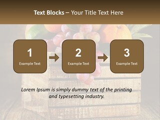 A Wooden Crate Filled With Fruit On Top Of A Wooden Table PowerPoint Template
